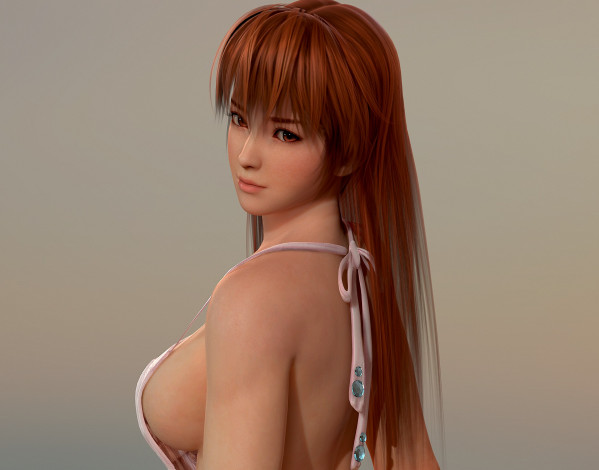 Обои картинки фото 3д графика, люди , people, девушка, грудь, фон, взгляд