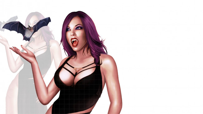 Обои картинки фото рисованное, комиксы, девушка, фон, мышь, зубы