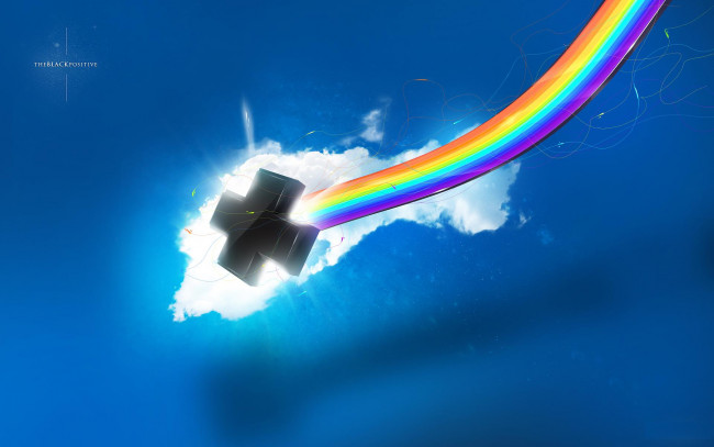 Обои картинки фото 3д графика, другое , other, радуга, крест, небо, облако