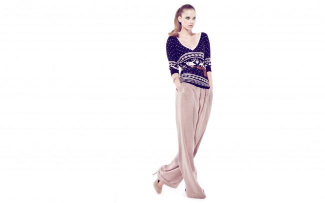 Обои картинки фото девушки, barbara palvin, модель, свитер, брюки