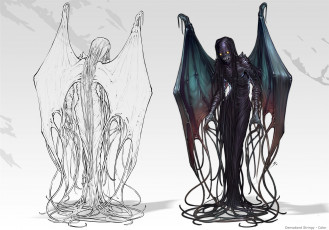 обоя видео игры, pathfinder,  wrath of the righteous, монстр, крылья, ракурсы