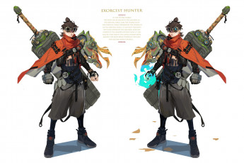 Картинка аниме оружие +техника +технологии парень магия