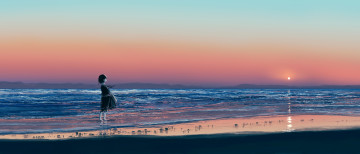 Картинка аниме пейзажи +природа девушка