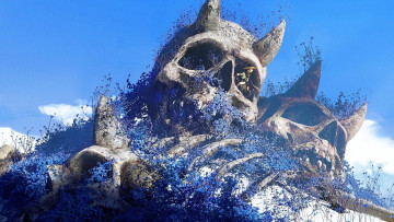 Картинка аниме пейзажи +природа кости черепа цветы человек