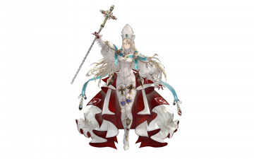 Картинка аниме unknown +другое+ девушка посох плащ кресты тиара