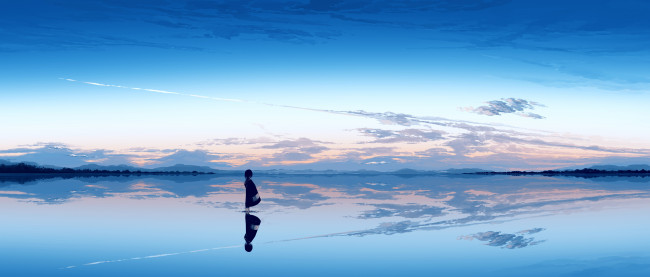 Обои картинки фото аниме, пейзажи,  природа, девушка