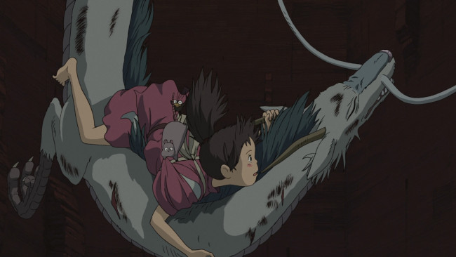 Обои картинки фото аниме, spirited away, девочка, дракон