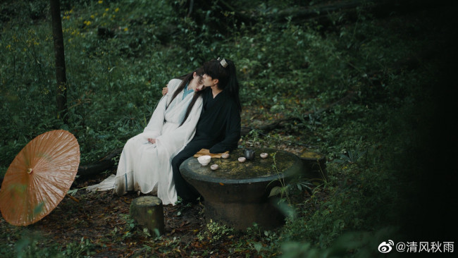 Обои картинки фото хаски и его учитель белый кот, мужчины, - креатив,  косплей, tang, shihao, тан, шиао