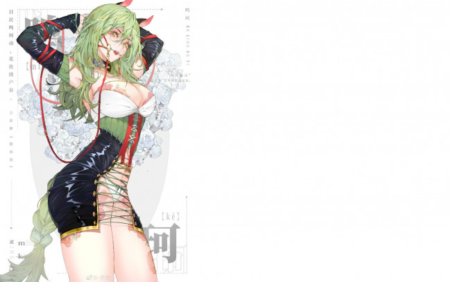 Обои картинки фото аниме, unknown,  другое , девушка, наряд, ушки, поводок