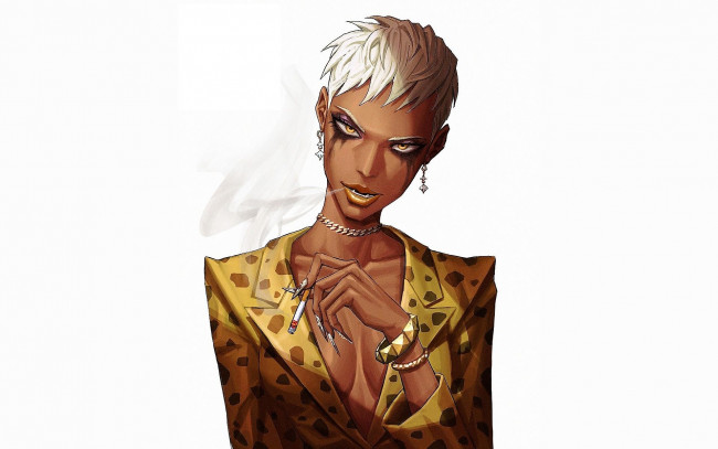 Обои картинки фото аниме, unknown,  другое , девушка, сигарета