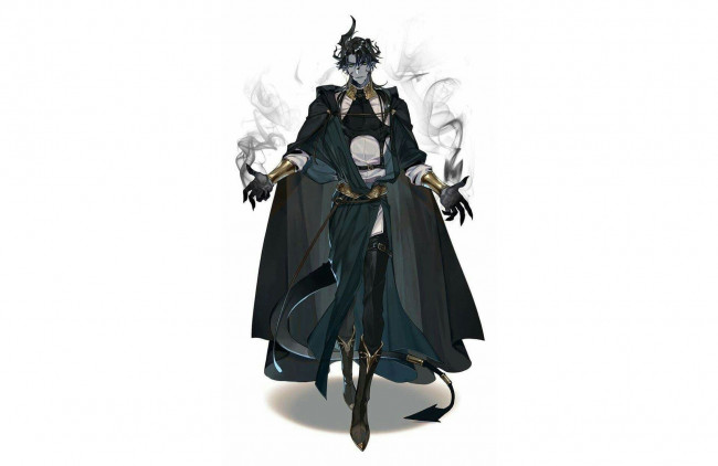 Обои картинки фото аниме, ангелы,  демоны, демон, магия, рог, хвост