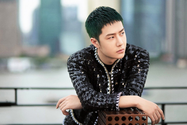 Обои картинки фото мужчины, wang yi bo, актер, пиджак, зеленый