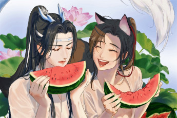 Картинка аниме mo+dao+zu+shi лань ванцзи вэй усянь дракон лис арбуз