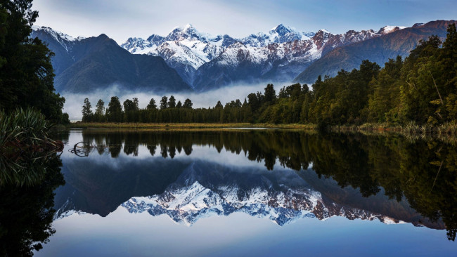 Обои картинки фото lake matheson, southern alps, new zealand, природа, реки, озера, lake, matheson, southern, alps, new, zealand