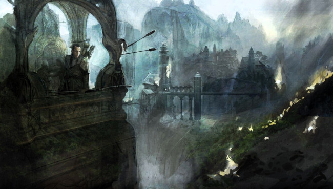 Обои картинки фото видео игры, the lord of the rings,  the battle for middle earth ii, долина, замки, воин, стрелы