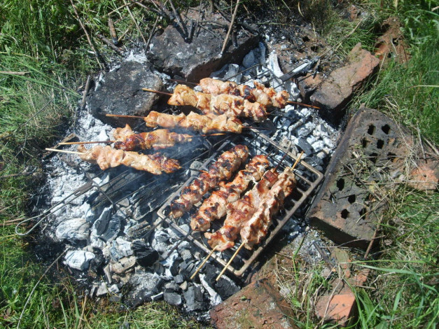 Обои картинки фото еда, шашлык, барбекю