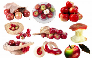 Картинка еда Яблоки тарелка шляпы