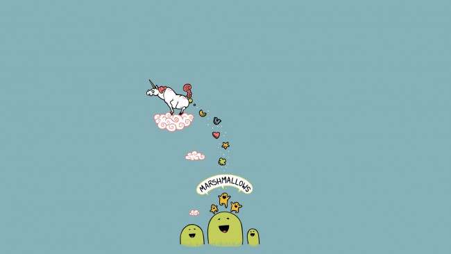 Обои картинки фото векторная, графика, marshmallows, единорог