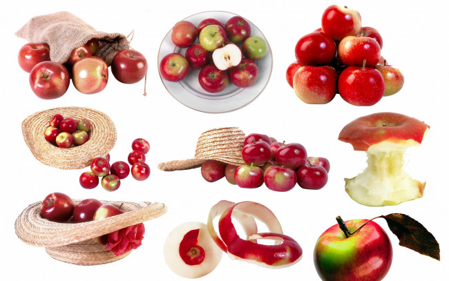 Обои картинки фото еда, Яблоки, тарелка, шляпы