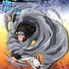 Картинка аниме naruto капюшон пёс акамару куртка шатен пыль парень когти вихрь киба инузука злость наруто персонаж персонажи