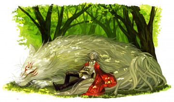 Картинка аниме natsume+yuujinchou природа арт jagabata osamu natsume takashi madara yuujinchou тетрадь дружбы нацумэ няко-сенсей парень деревья