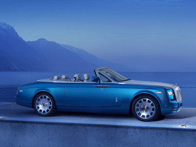 Обои картинки фото автомобили, rolls-royce, waterspeed, collection, синий, 2014г, drophead, phantom, coupе