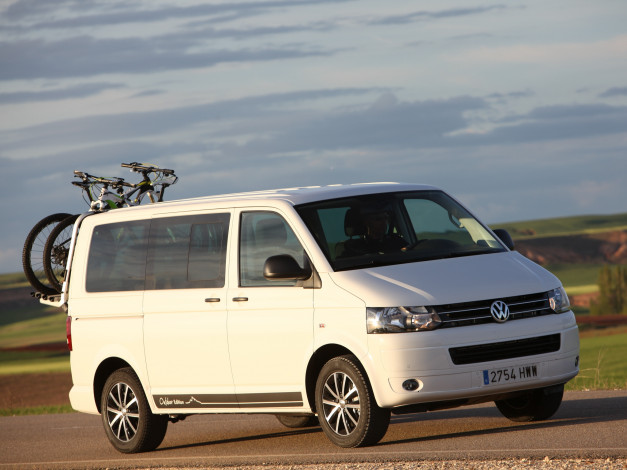 Обои картинки фото автомобили, volkswagen, светлый, 2014, t5, outdoor, edition, multivan