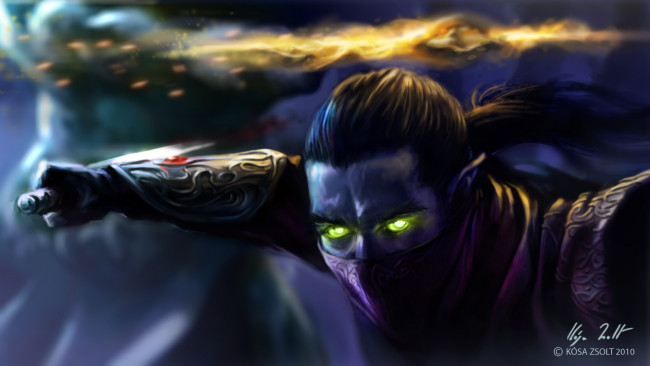 Обои картинки фото фэнтези, эльфы, эльф, арт, зелёные, глаза