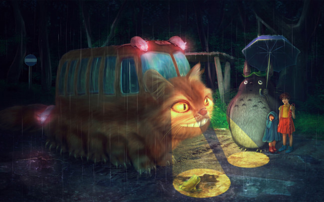Обои картинки фото my neighbor totoro, аниме, фары