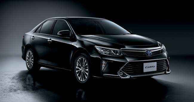 Обои картинки фото автомобили, toyota, camry, hybrid, jp-spec, 2014г, темный