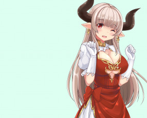 Картинка аниме ангелы +демоны девушка рога