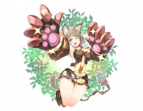 Картинка аниме животные +существа девушка