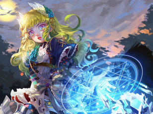 Картинка аниме магия +колдовство +halloween девушка