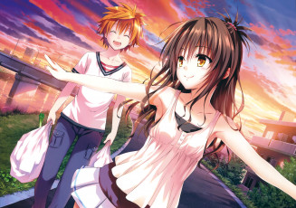 Картинка аниме to+love+ru парень девочка