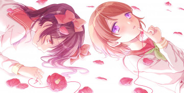 Картинка аниме love+live +school+idol+project красная нить девочки