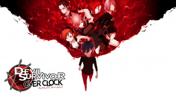 Картинка аниме devil+survivor art suzuhito yasuda devil survivor yamato houtsuin hibiki kuze ronaldo kuriki gin kamiya naoya haru yoshino друзья красные глаза пламя рыжая