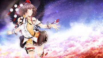 Картинка аниме touhou девушка взгляд фон