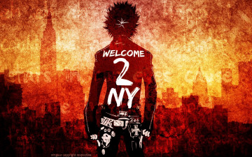 обоя аниме, air gear, air, gear, itsuki, minami, спина, джинсы, куртка, крест, город