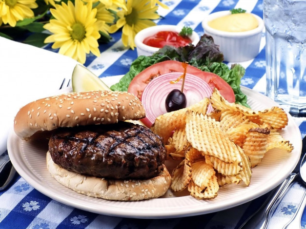 Обои картинки фото еда, бутерброды,  гамбургеры,  канапе, кунжут, котлета, булочка