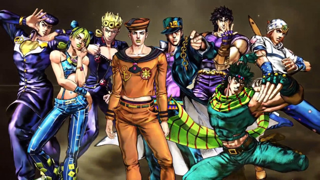 Обои картинки фото аниме, jojo`s bizarre adventure, девушка, парни