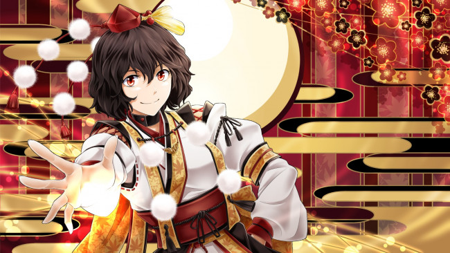Обои картинки фото аниме, touhou, девушка, взгляд, фон