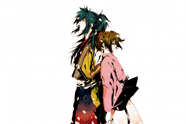 Обои картинки фото аниме, hakuoki, пара