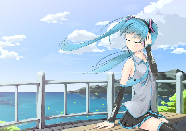 Обои картинки фото аниме, vocaloid, фон, взгляд, девушка