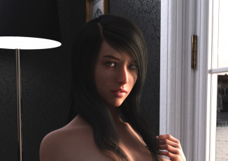 Картинка 3д+графика портрет+ portraits фон взгляд девушка