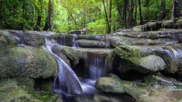 Картинка природа водопады таиланд thailand erawan канчанабури waterfall
