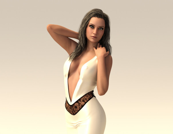 Обои картинки фото 3д графика, люди , people, фон, взгляд, девушка