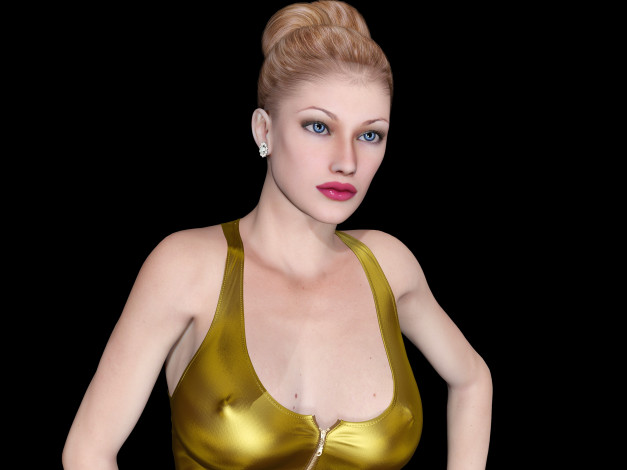 Обои картинки фото 3д графика, люди , people, взгляд, девушка, фон