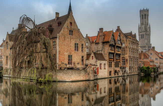 Обои картинки фото bruges, города, брюгге , бельгия, канал, дома