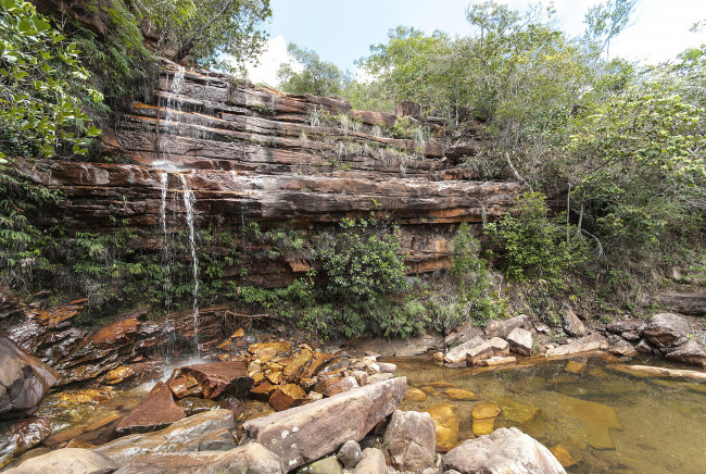 Обои картинки фото природа, водопады, лес, река, водопад