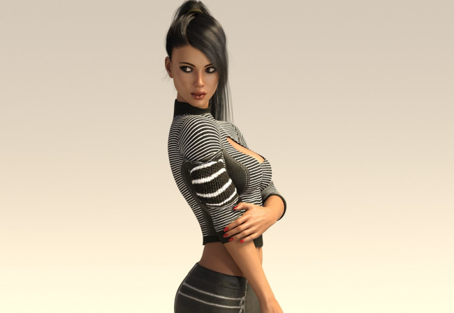 Обои картинки фото 3д графика, люди , people, фон, взгляд, девушка